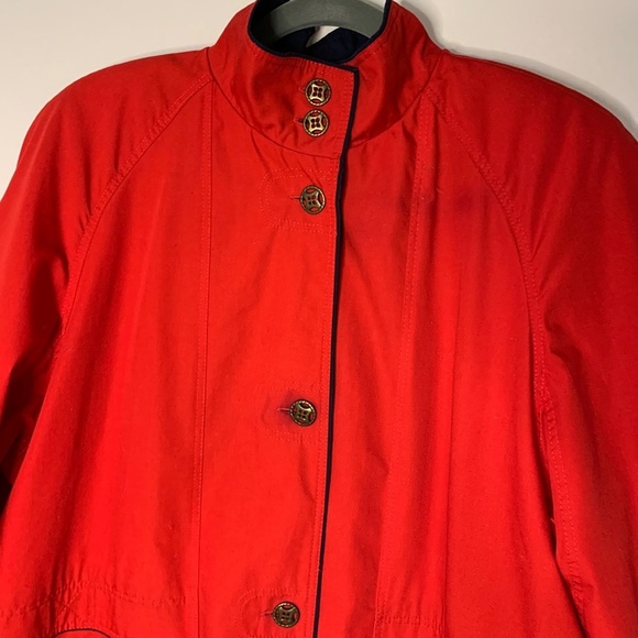 Misty Harbor Any Weather Rain Coat Womens 10 Red Fabric Lined Slicker Pockets M - Picture 2 of 14
